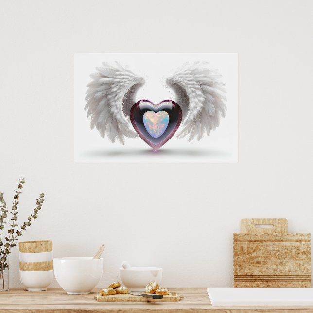 *~*~ Double Coeur Ange Ailes AP78 Poster Opal (Cuisine)