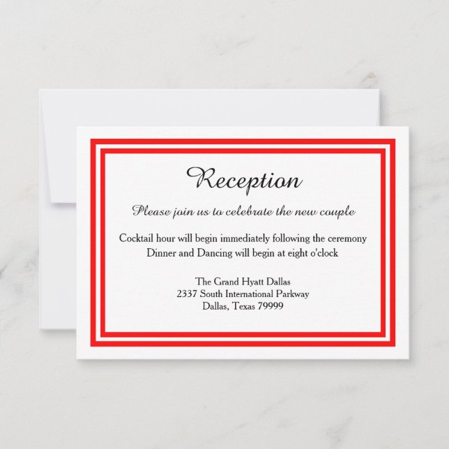 Double coupe rouge - Invitation de réception (Devant)