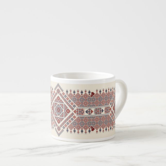 Double Diamond Palestinian Tatreez Expresso Mug (Devant droit)