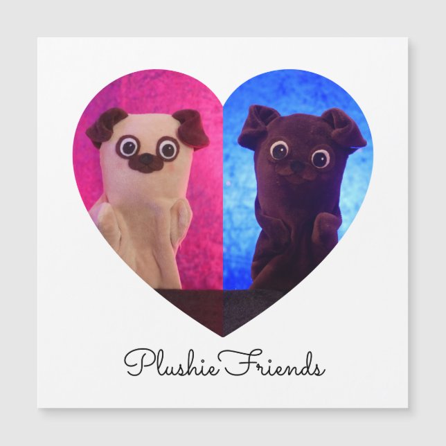 Double Duo Split Photo Hearts Besties Carte magnét (Devant)