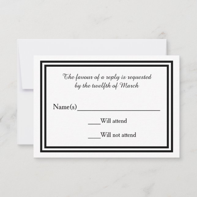 Double encadrement noir - Carte RSVP (Devant)