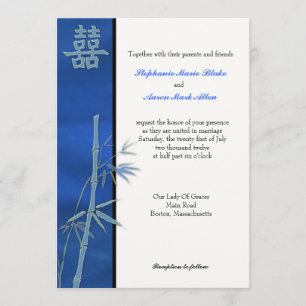 Double Faire-part de mariage bleu asiatique