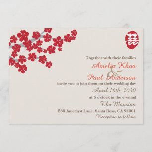 Double faire-part de mariage de Chinois de bonheur