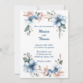 Double Fleur Bleue Faire-part de mariage personnal