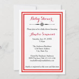 Double garniture rouge - Invitation à une baby sho