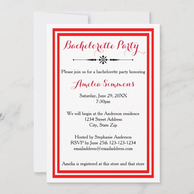 Double Garniture Rouge - Invitation Enterrement de (Devant)