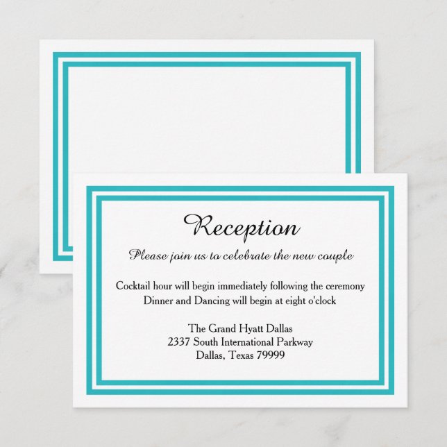 Double garniture sarcelle - Invitation de réceptio (Devant / Derrière)