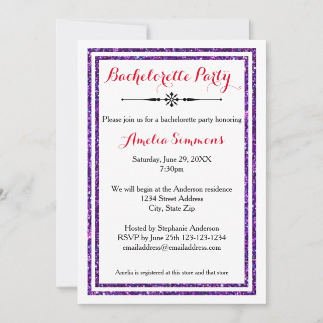 Double garniture violette - Invitation enterrement (Devant)