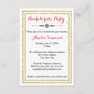 Double Gold Trim - Invitation Bachelorette 3x5
