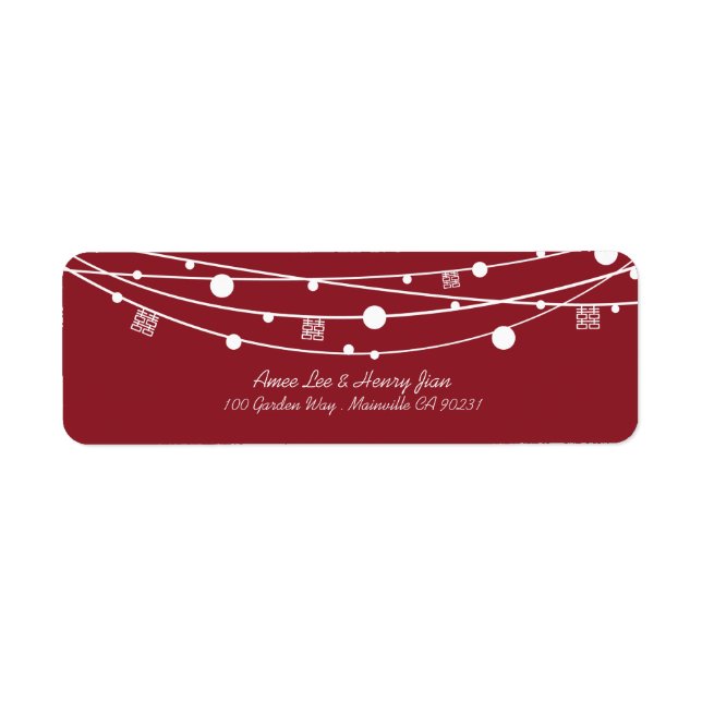 Double Happiness Lanternes Mariage Étiquettes de a (Devant)