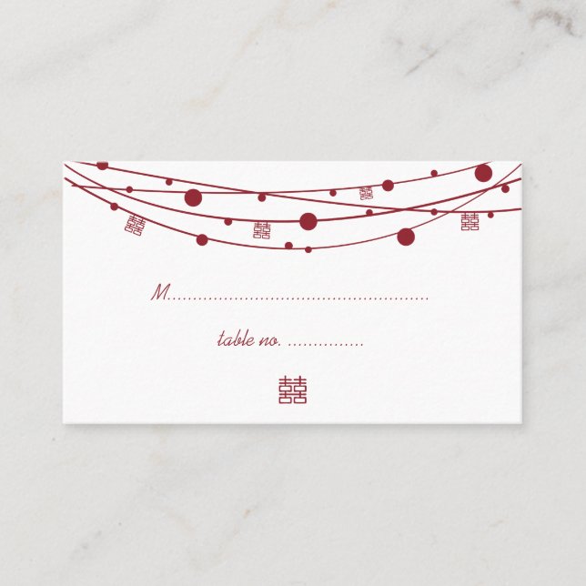 Double Happiness Lanterns Mariage Cartes de siège (Devant)