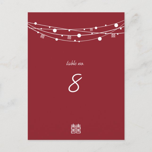 Double Happiness Lanterns Mariage Cartes de table (Devant)