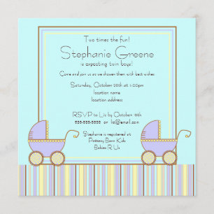 Double invitation de baby shower de garçon de