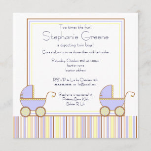 Double invitation de baby shower de garçon de