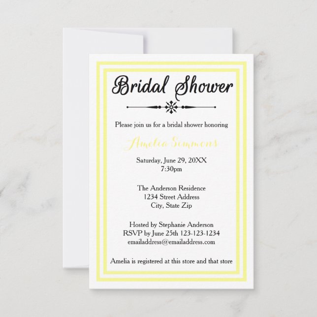 Double Jaune Trim - 3x5 Invitation de Fête de Mari (Devant)