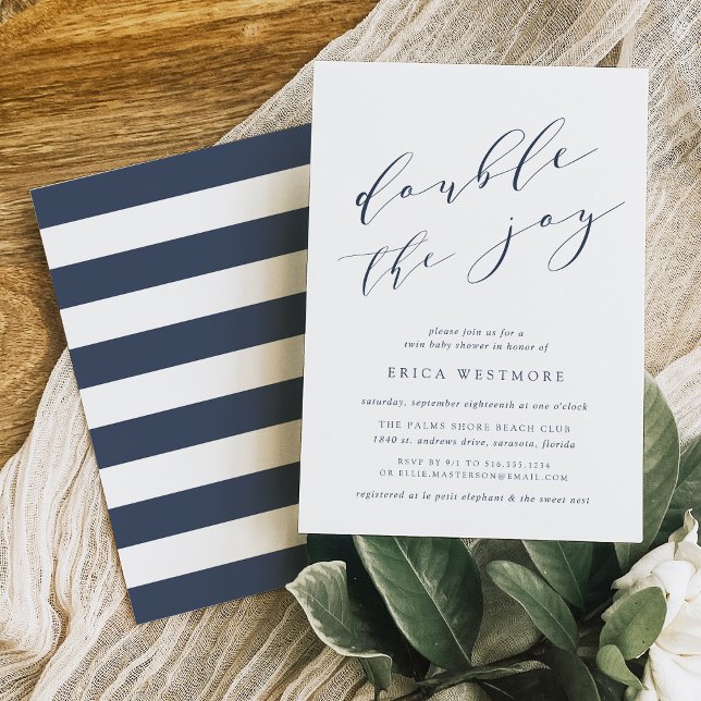Double la joie | Invitation Baby shower jumeaux (Créateur téléchargé)
