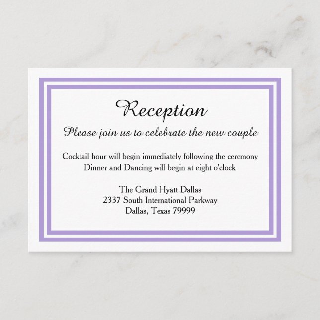 Double Lavender Trim - Réception Invitation (Devant)