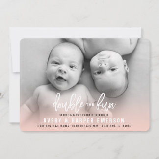 Double Le Fun Baby Girl Twins Faire-part de naissa