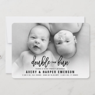 Double Le Fun Boy Girl Twins Faire-part de naissan