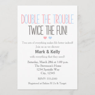 Double le problème Invitation de Baby shower TWINS