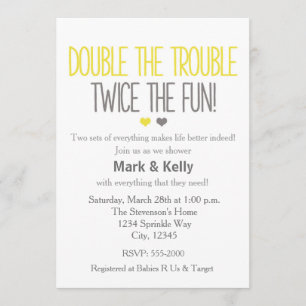 Double le problème Invitation de Baby shower TWINS