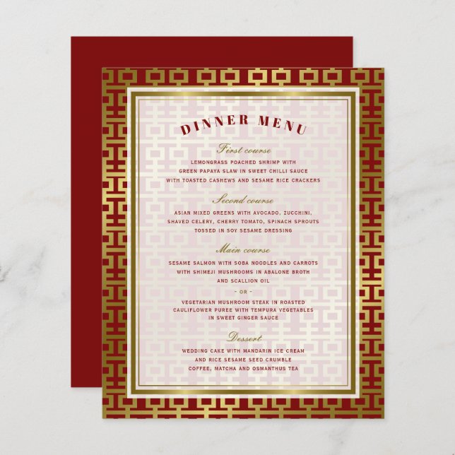 Double or Motif du bonheur Mariage chinois (Devant / Derrière)