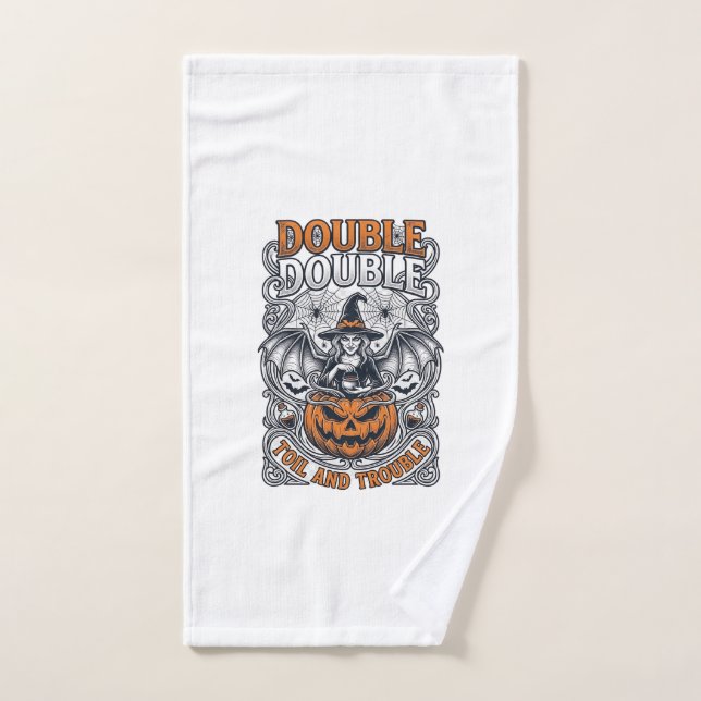 Double peine Malheur Sorcière Citrouille Halloween (Serviette à main)