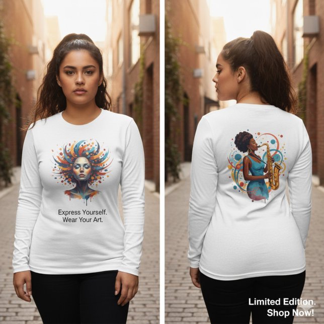 Double-Sided Abstract Dreamer Woman T-Shirt Art (Double-Sided Abstract Dreamer Woman T-Shirt Art)