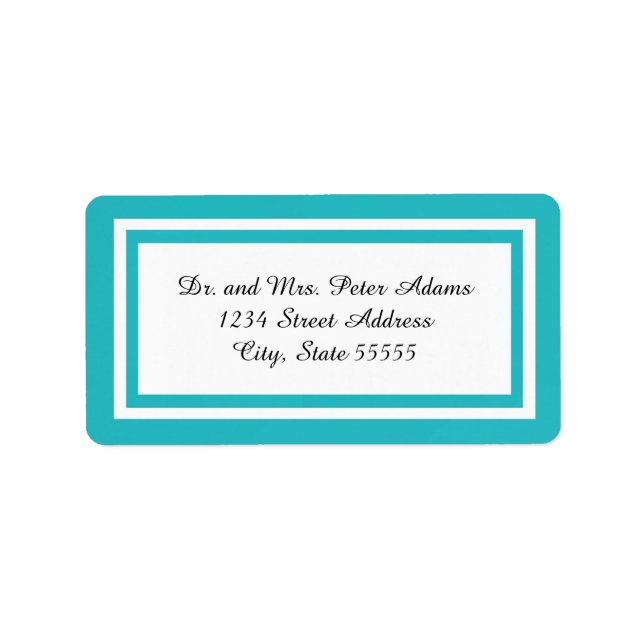 Double Teal Trim - Étiquette d'adresse (Devant)