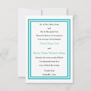Double Teal Trim - Invitation de mariage 3x5