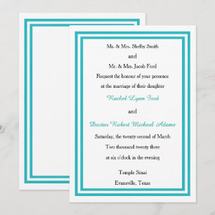Double Teal Trim - Invitation de mariage 5x7