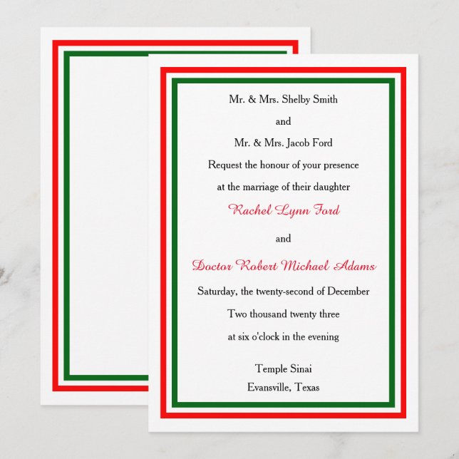 Double Triage de Noël -5x7 Faire-part de mariage (Devant / Derrière)