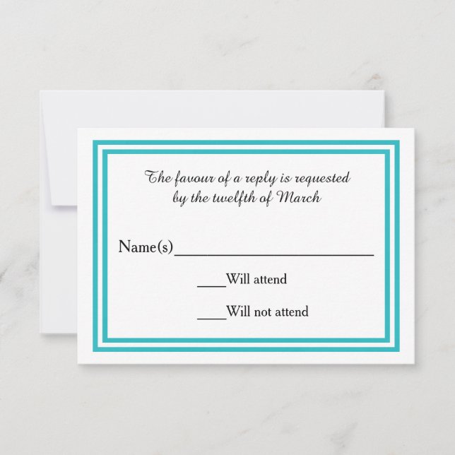 Double triage Turquoise - Carte RSVP (Devant)