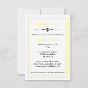 Double Trim Jaune - Invitation Baby shower 3x5