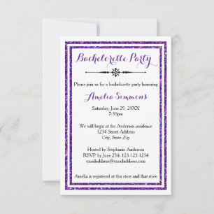 Double Trim Purple - Invitation Bachelorette 3x5