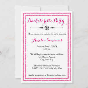 Double Trim Rose -Bachelorette Party Invitation