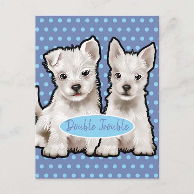 Double Trouble twin pups carte postale (Devant)