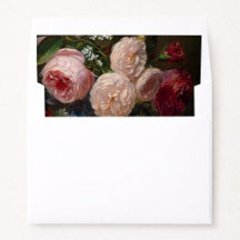Doublure d'enveloppe de mariage aux roses rosées v