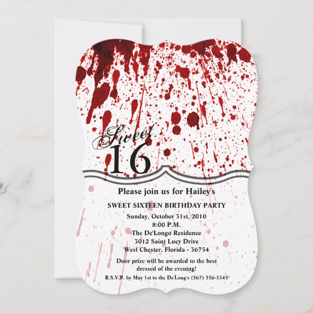 Douce 16 Anniversaire Invitation Splatter Vampire  (Devant)