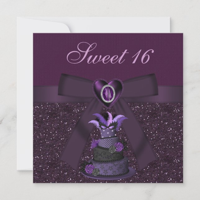 Douce 16 Invitations de Diva Purple Cake & Jewel H (Devant)
