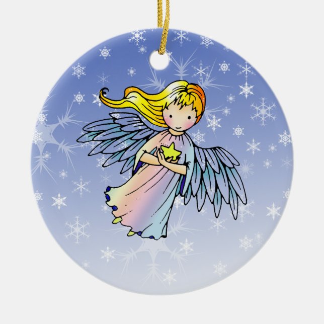 Douce ange tenant une étoile, décoration de Noël (Devant)