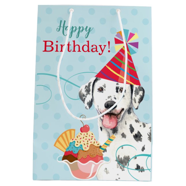 Douce Anniversaire Dalmatien moyen sac cadeau (Dos)