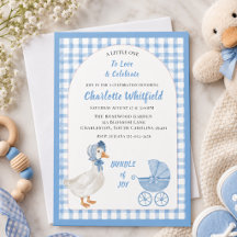 Douce aquarelle Goose Baby Showe Bleu