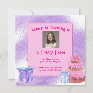 Douce Célébration : Invitation d'anniversaire Rose