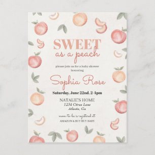 Douce comme un invitation baby shower pêche