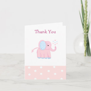 Douce Éléphant Rose Bébé Merci