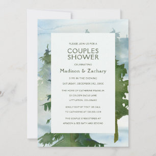 Douce Fête Prénatale Couple Forêt Montagne Aquarel