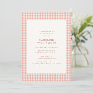 Douce Invitation Baby Shower Gingham à Carreaux Éc