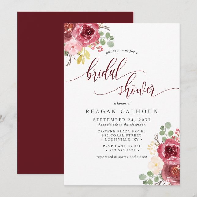 Douce Invitation de Réception de Mariage Florale A (Devant / Derrière)