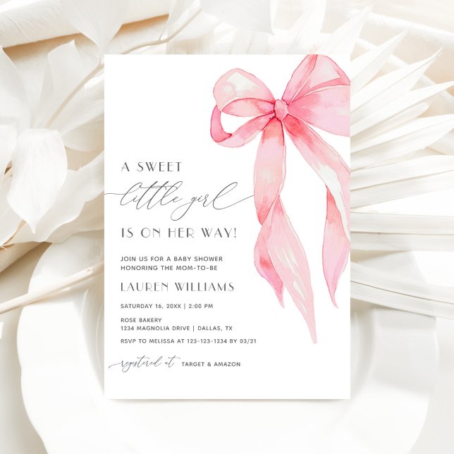 Douce Invitation Rose Pâle avec Nœud Papillon pour (Créateur téléchargé)